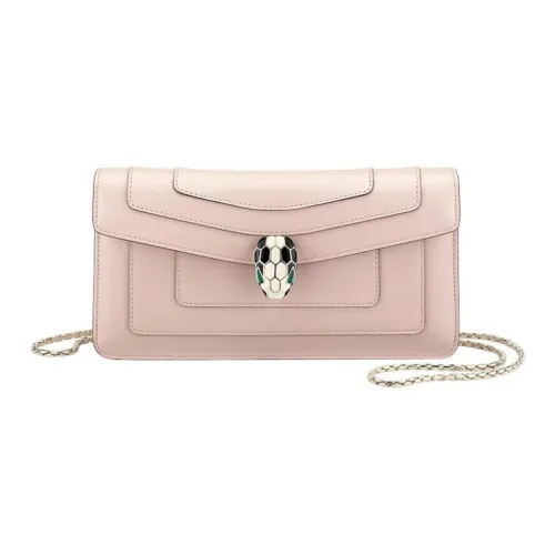 BVLGARI Serpenti Forever Гладкая Телячья Кожа Плечевая Сумка Маленькая Женская Розовая