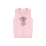 Светло-розовый свитер без рукавов + розовые галстуки-бабочки в горошек