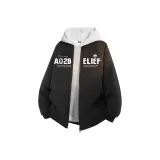 Черный [8870 Куртка] (В комплекте с высококачественным тяжелым бело-серым свитшотом с фотокемией)