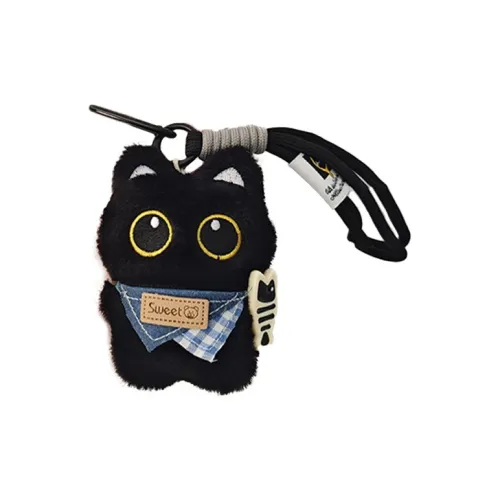 YIDIANCHAOWAN Костюмированный Черный Котенок Плюшевый Брелок 9 см Длина Тела