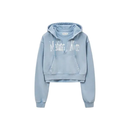 MATIN KIM Вымытый Crop HOODY В Свитшот Лазурь Женский