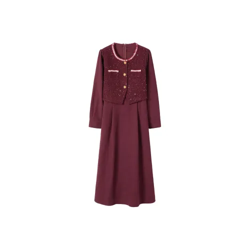 Still Quiet Длинное платье с длинными рукавами, женское, цвет анкора