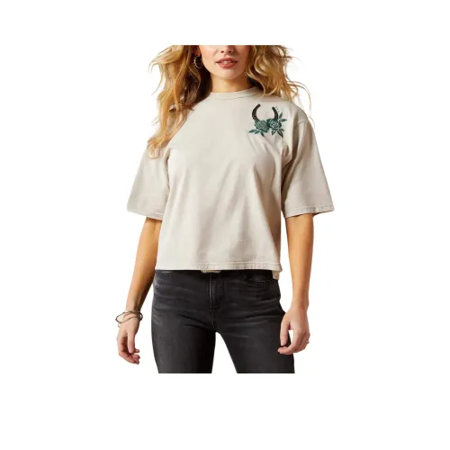 ARIAT Washed Beige Women's T-Shirts ARIAT Вымытый Бежевый Женские Футболки