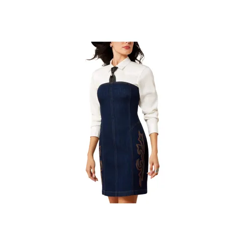 ARIAT Темно-синий Женские Платья без рукавов
