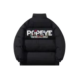 Чёрный одиночный хлопковый пуховик