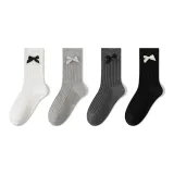 [4 упаковки_ Bow отделка] Белый + Темно-серый + Светло-серый + Черный