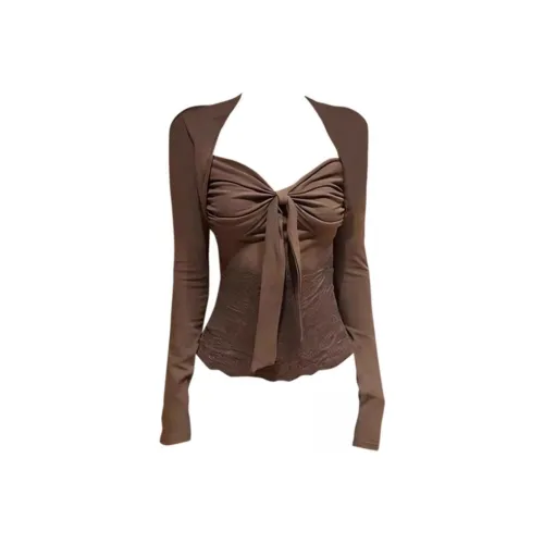 ABBY GODDESS Кофейный Топ Женские T-рубашки