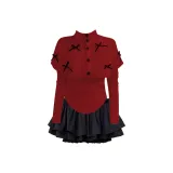 Красный топ + Черная юбка