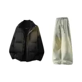 Чёрный + Желтый Грязь Джинсы с Флисовой Подкладкой