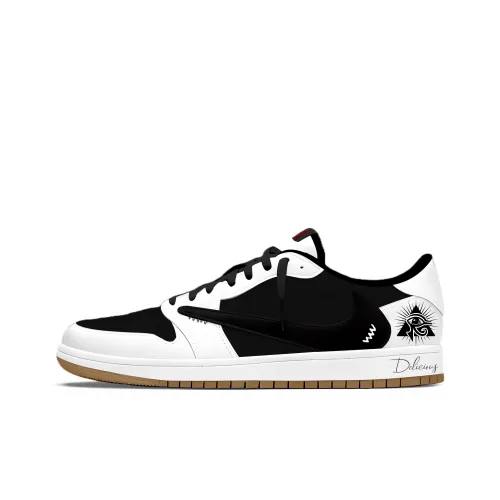 Travis Scott x Jordan Air Jordan 1 Travis Scott X AJ1 Fake Vision Устойчивый к истиранию Дышащий Низкий Топ