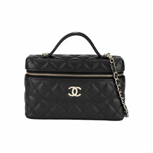 CHANEL Блестящий с рельефом телячья кожа через плечо сумка женская черный