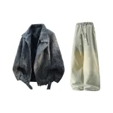 Чёрный, серый + жёлтый, грязный, джинсовые, штаны, с флисовой подкладкой