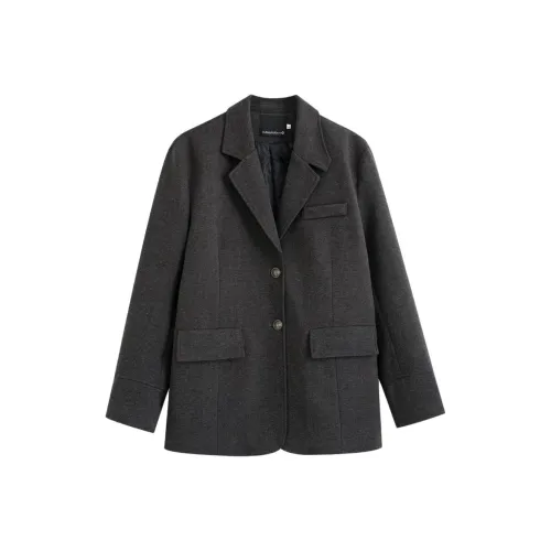 ONENINE34PM Серый Утепленный Улучшенный Женский Пальто