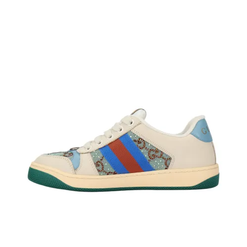 GUCCI Screener Потертый Обувь Низкий Верх Стильный Скейтбординг Женские Белый Зеленый