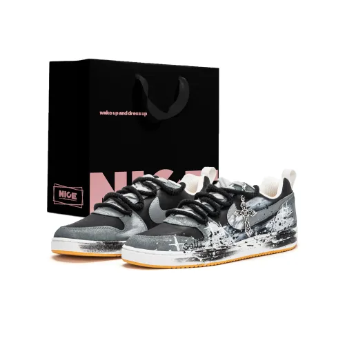 Nike Court Borough PRM Устойчивые к истиранию Дышащие Низкие Кроссовки для скейтбординга Мужские Черные Серые