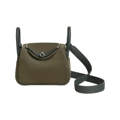 HERMES GRIZZLY Телячья кожа Сумка через плечо Сумка Мини Женская SABLE Gris Песочный цвет Vert Mangrove Серо-зеленый