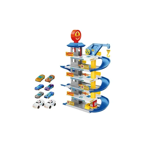 TEMI Детский автомобильный трек с парковочным местом и зданием в виде пазла Полицейская машина