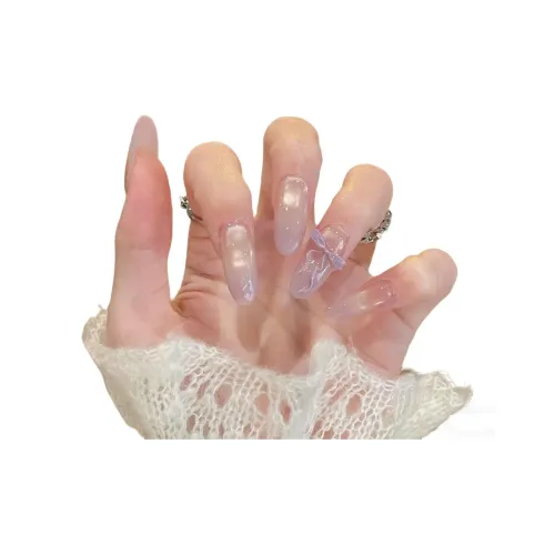 T Z [Ароматная Орхидея] Таро Лента Бант Стеклянные бусины Искусственный Ногтик Миндаль Длинный Фиолетовый