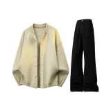 Абрикос Трикотаж + Черные Джинсы с узким кроем