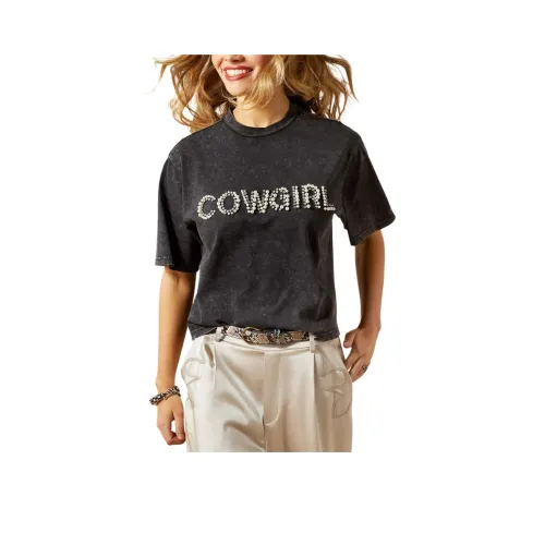 ARIAT Выстиранный Черный Женские T-рубашки