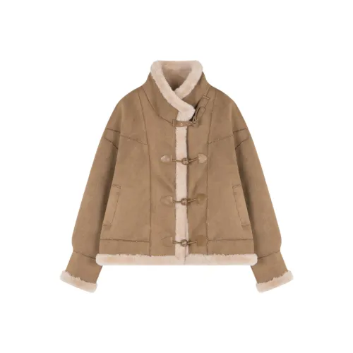 XWI Укороченное пальто женское теплое коричневое