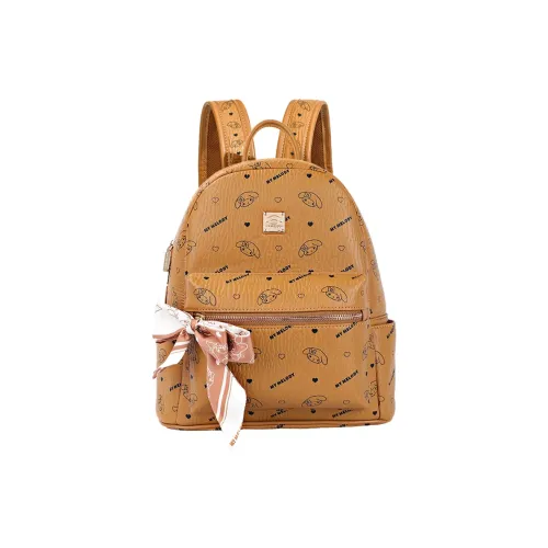 Sanrio Melodi Synthetic Leather Backpack Regular Women's Yellow Brown