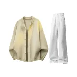 Абрикос Трикотаж + Белые Джинсы с узким кроем