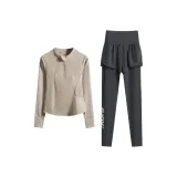 Двухкомпонентный комплект (хаки с длинным рукавом + серые штаны)