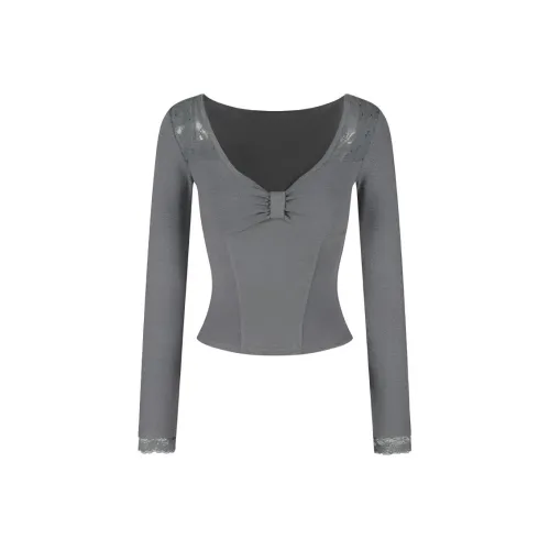 ABBY GODDESS Серый топ Женский трикотаж