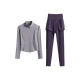 Двухкомпонентный комплект (Пальто Sea Moon Rock + Фиолетовые длинные штаны модели)