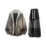 Кофейный коричневый + черный джинсы с флисовой подкладкой