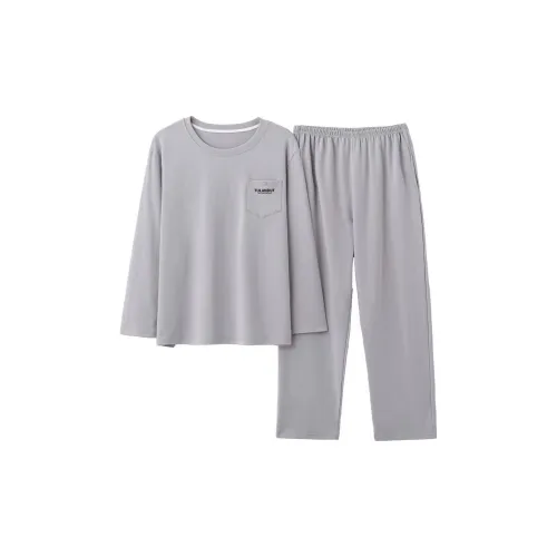 TULANDUO Light Gray 100% Cotton Men's Thermal Sets TULANDUO Светло-серый 100% хлопок Мужские термокомплекты