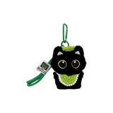 [Зеленая шляпа + салфетки для слюни) Маленький черный кот - зеленый шнурок]