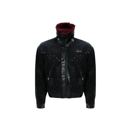 Ang2 Stu Черный [Съемный Металлический Логотип] Унисекс Пуховики