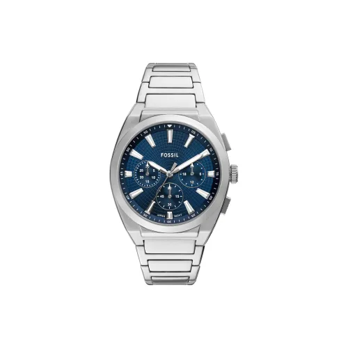 FOSSIL Everett Кварцевые Мужские Наручные Часы Кварцевый Механизм Ремешок из Нержавеющей Стали 44 мм Синий Циферблат
