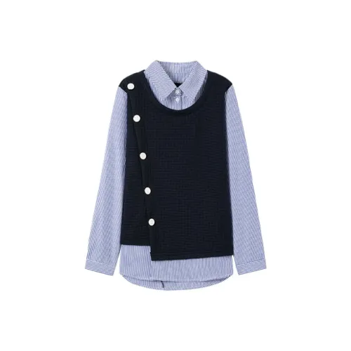 Mo Han Yi Mei Рубашка Женская Темно-синяя