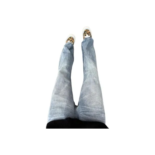 DAFK Светло-синие Джинсы с полупластичным эластичным поясом размер маленький женские