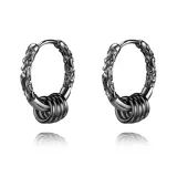 Золотые серьги-кольца [Черные, 1 пара]