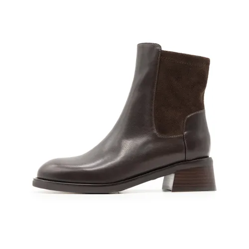 FED 15cm Мартин Ботинок Высота каблука 3,5 Женский Кофейный