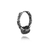 Золотые серьги-кольца [Черный одиночный]