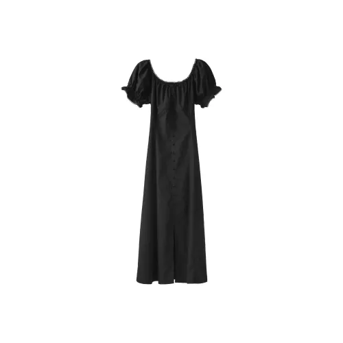 Fstudio Летний Корейский стиль Элегантность U-образный вырез С утяжкой на талии Кружево с отделкой Короткий рукав Платье Женское