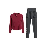 Двухкомпонентный комплект (красная длинная рукавная футболка + серые штаны)