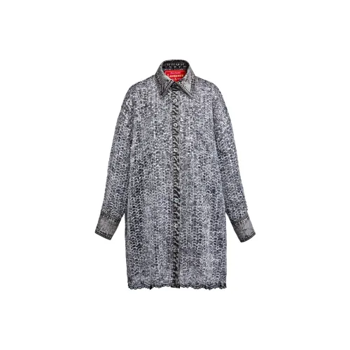 Laurence Chico Джинсовая рубашка с пэчворком унисекс серого цвета