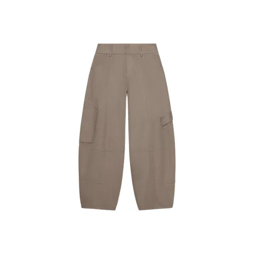 ZARA Коричневый Темно-Серый Коричневый Женские Повседневные Штаны