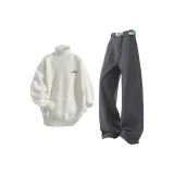 Белый топ + серые штаны