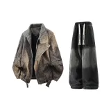 Кофейный + Черный Джинсы с флисовой подкладкой