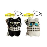 Очки-Wearing Шарф Белый Стекло & Черный кот+Шарф Черный Стекло Милый Глаз Shiro Кошка Кукла & Черный шнур Желтый ремешок
