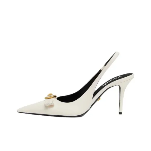 VERSACE Gianni Ribbon Узкий каблук Высокие каблуки 8,5 см Женские Белые