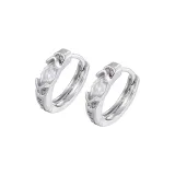 Серьги-кольца ярко-серебристого цвета с белым цирконом (1 пара)