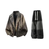 Кофейный + Черный Джинсы с флисовой подкладкой